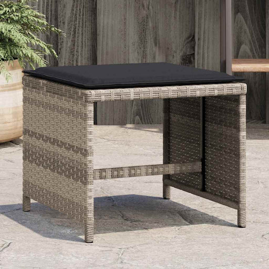 vidaXL Garden Stools with Cushions 4 pcs Light Grey 41x41x36 cm Poly Rattan