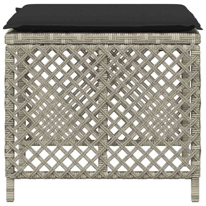 vidaXL Garden Stools with Cushions 4 pcs Light Grey 41x41x36 cm Poly Rattan