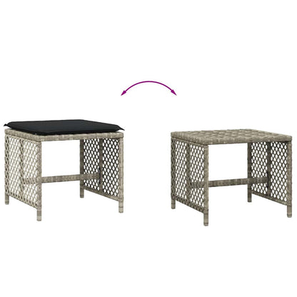 vidaXL Garden Stools with Cushions 4 pcs Light Grey 41x41x36 cm Poly Rattan