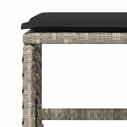 vidaXL Garden Stools with Cushions 4 pcs Light Grey 41x41x36 cm Poly Rattan