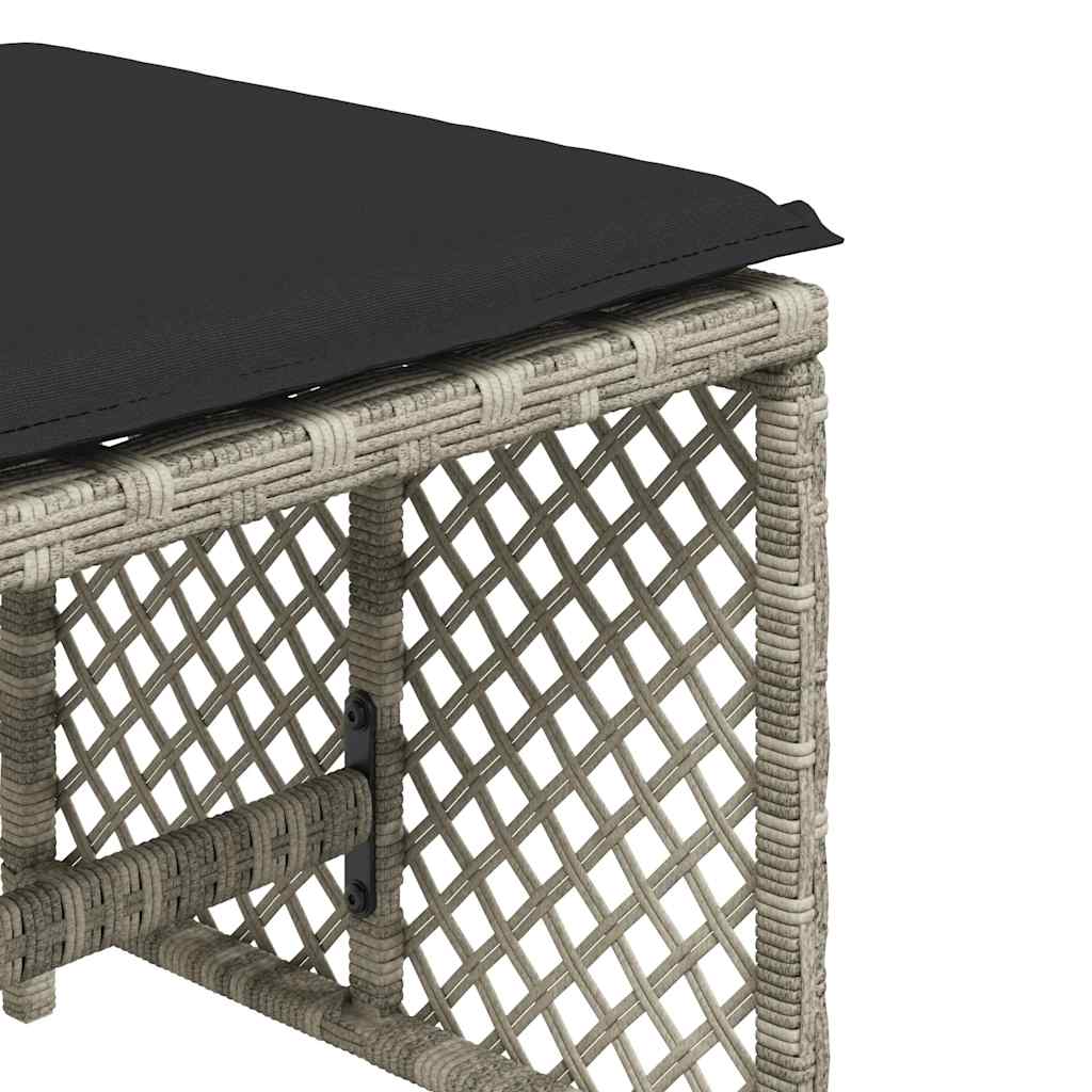 vidaXL Garden Stools with Cushions 4 pcs Light Grey 41x41x36 cm Poly Rattan