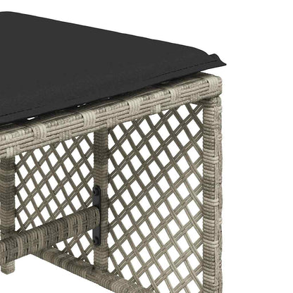 vidaXL Garden Stools with Cushions 4 pcs Light Grey 41x41x36 cm Poly Rattan