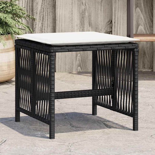 vidaXL Garden Stools with Cushions 4 pcs Black 41x41x36 cm Poly Rattan