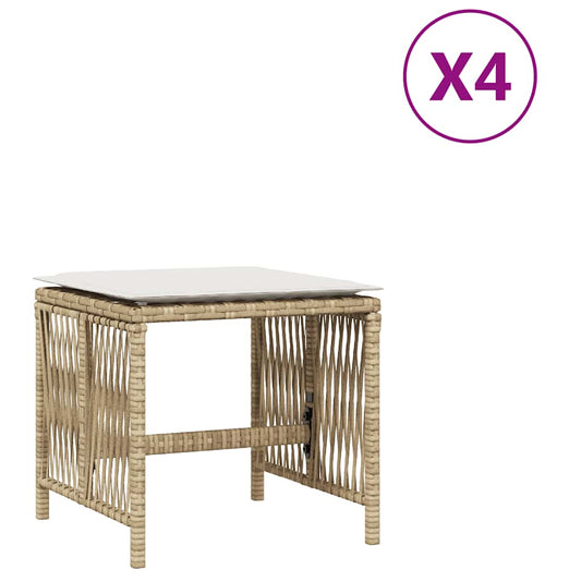 vidaXL Garden Stools with Cushions 4 pcs Beige 41x41x36 cm Poly Rattan