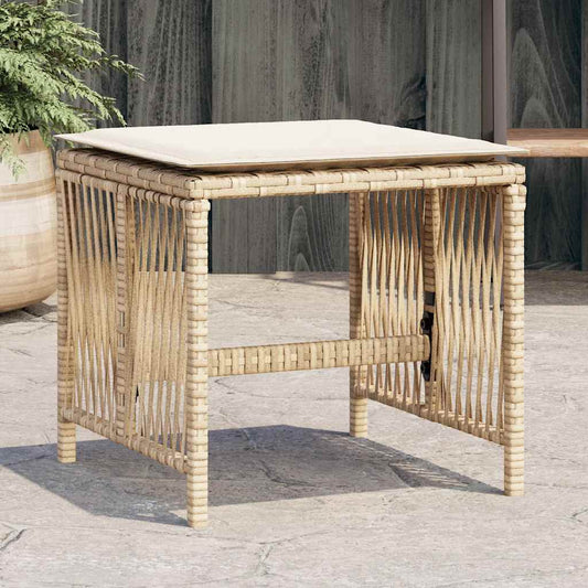 vidaXL Garden Stools with Cushions 4 pcs Beige 41x41x36 cm Poly Rattan