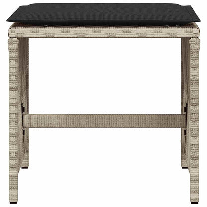 vidaXL Garden Stools with Cushions 4 pcs Light Grey 41x41x36 cm Poly Rattan