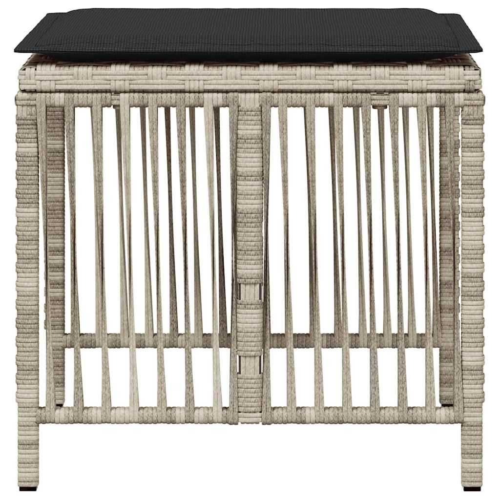 vidaXL Garden Stools with Cushions 4 pcs Light Grey 41x41x36 cm Poly Rattan
