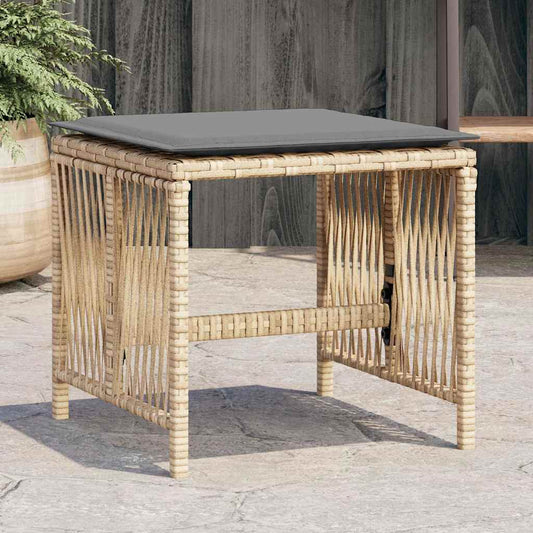 vidaXL Garden Stools with Cushions 4 pcs Mix Beige 41x41x36 cm Poly Rattan
