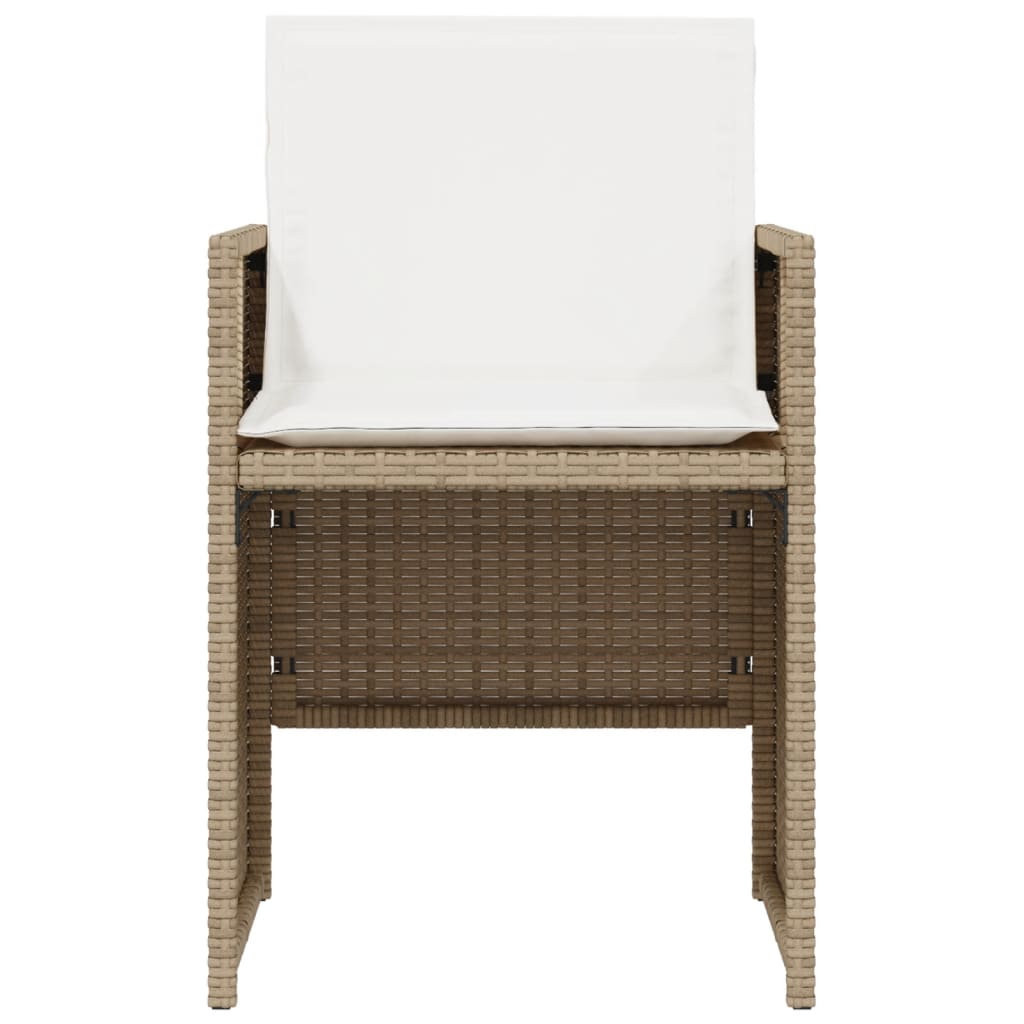 vidaXL 3 Piece Bistro Set with Cushions Beige Poly Rattan