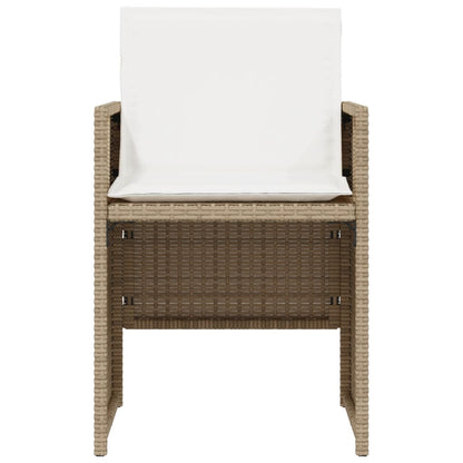 vidaXL 3 Piece Bistro Set with Cushions Beige Poly Rattan