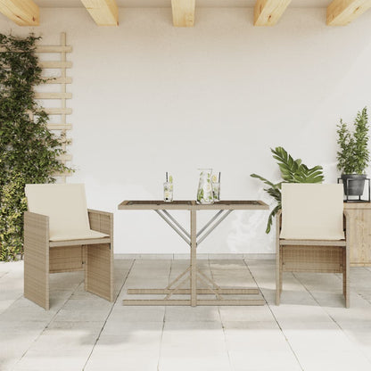 vidaXL 3 Piece Bistro Set with Cushions Beige Poly Rattan
