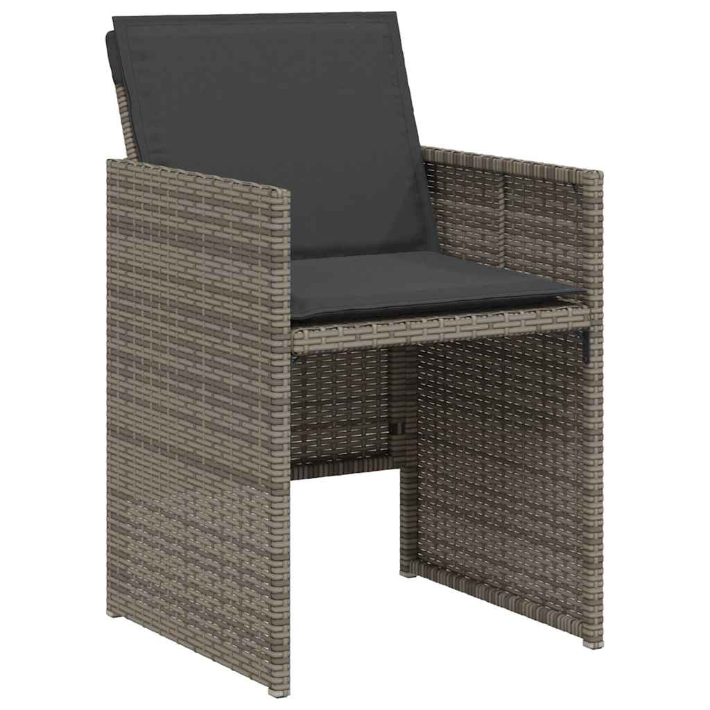vidaXL 3 Piece Bistro Set with Cushions Grey Poly Rattan
