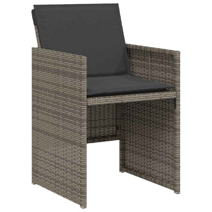 vidaXL 3 Piece Bistro Set with Cushions Grey Poly Rattan