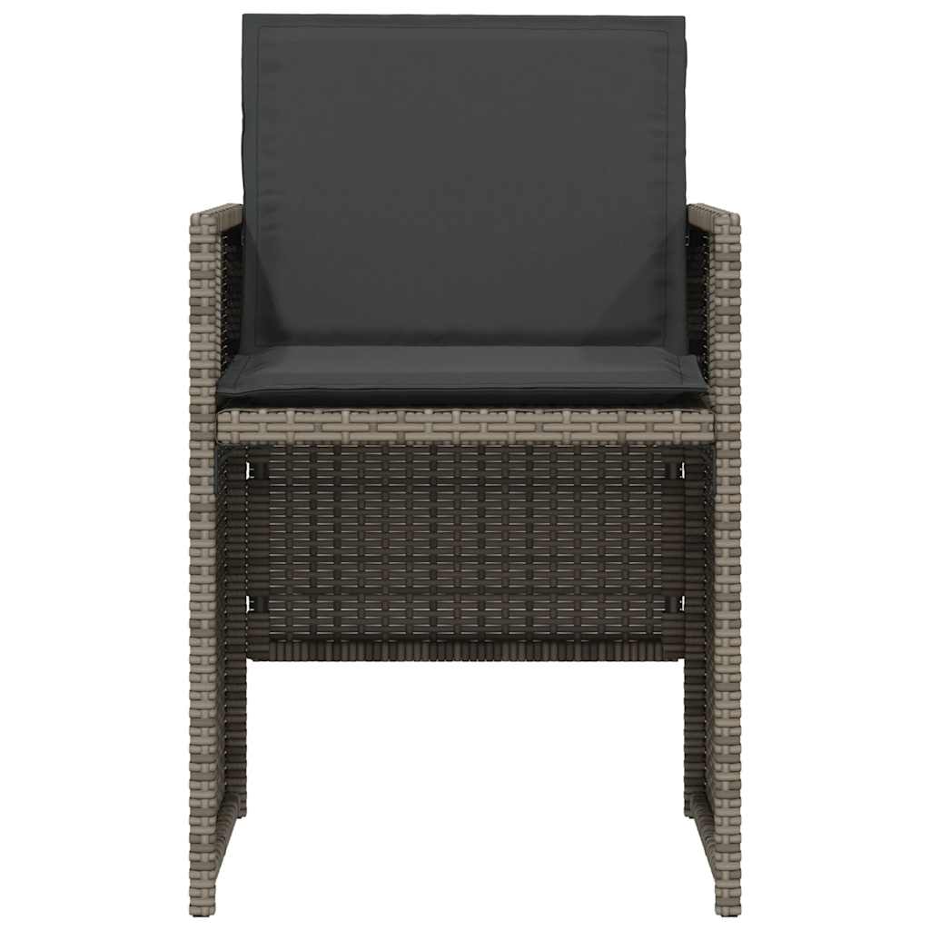 vidaXL 3 Piece Bistro Set with Cushions Grey Poly Rattan
