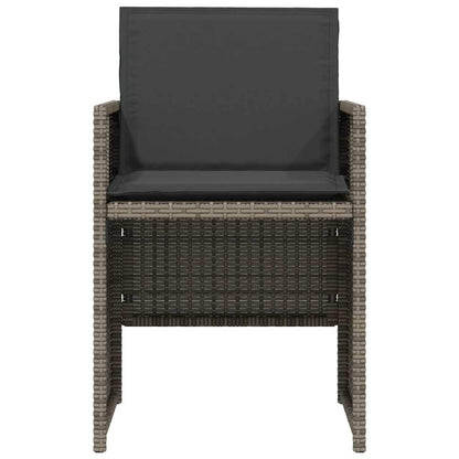 vidaXL 3 Piece Bistro Set with Cushions Grey Poly Rattan