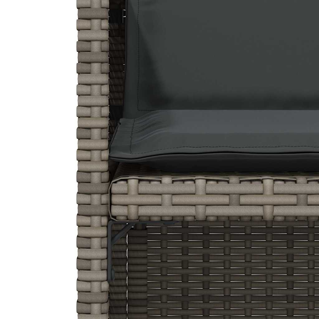 vidaXL 3 Piece Bistro Set with Cushions Grey Poly Rattan