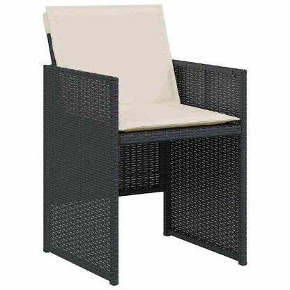 vidaXL 3 Piece Bistro Set with Cushions Black Poly Rattan