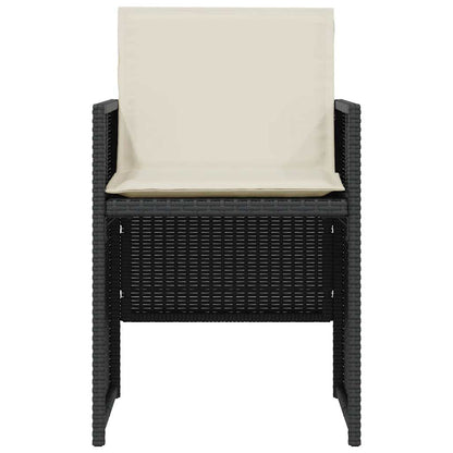 vidaXL 3 Piece Bistro Set with Cushions Black Poly Rattan