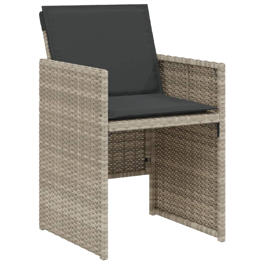 vidaXL 3 Piece Bistro Set with Cushions Light Grey Poly Rattan