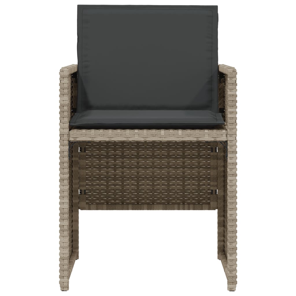 vidaXL 3 Piece Bistro Set with Cushions Light Grey Poly Rattan