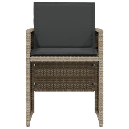 vidaXL 3 Piece Bistro Set with Cushions Light Grey Poly Rattan