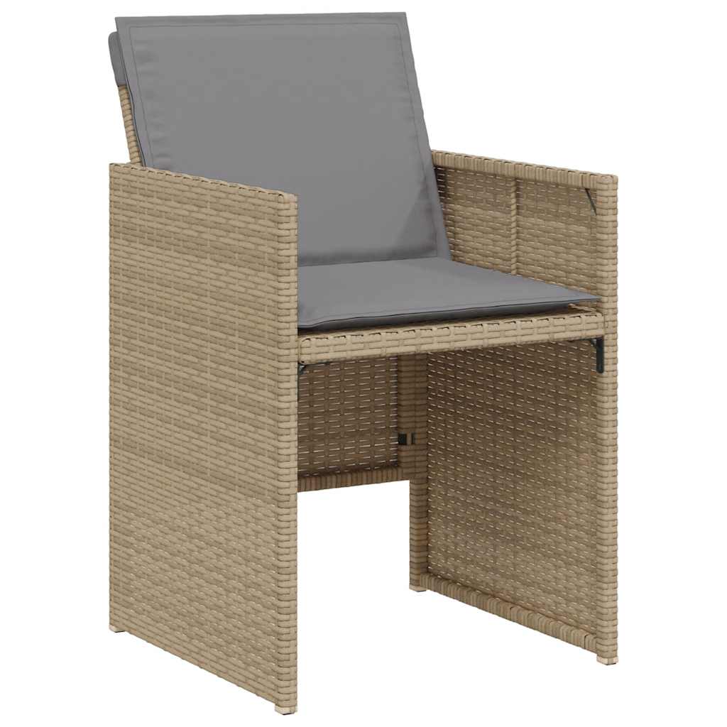 vidaXL 3 Piece Bistro Set with Cushions Mix Beige Poly Rattan