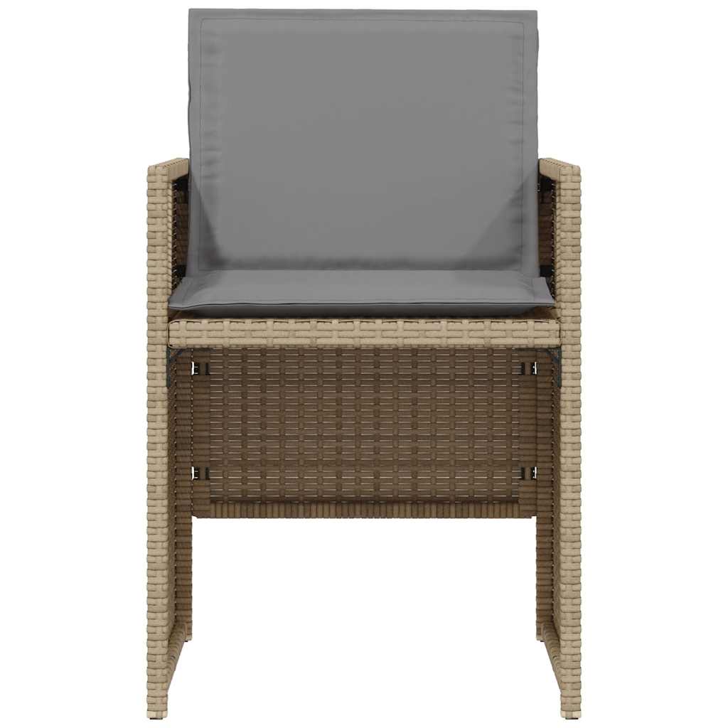 vidaXL 3 Piece Bistro Set with Cushions Mix Beige Poly Rattan