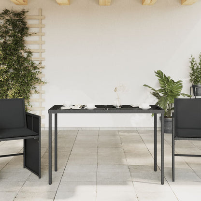 vidaXL Garden Table | Black | Poly Rattan, Powder-Coated Steel, Tempered Glass