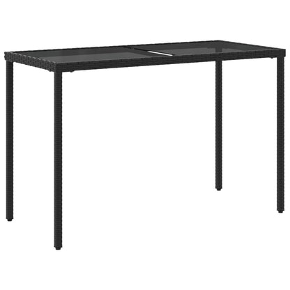 vidaXL Garden Table | Black | Poly Rattan, Powder-Coated Steel, Tempered Glass