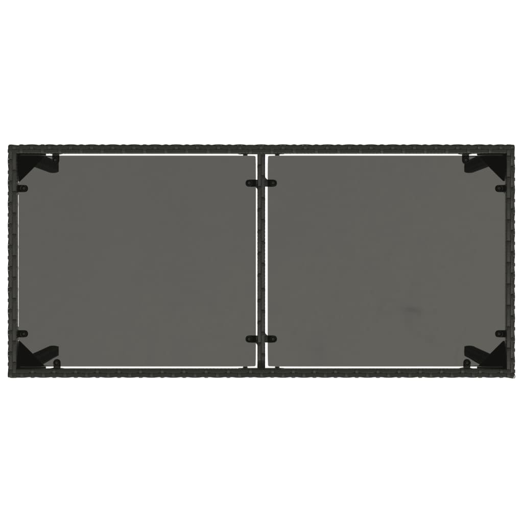 vidaXL Garden Table | Black | Poly Rattan, Powder-Coated Steel, Tempered Glass