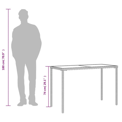 vidaXL Garden Table | Black | Poly Rattan, Powder-Coated Steel, Tempered Glass