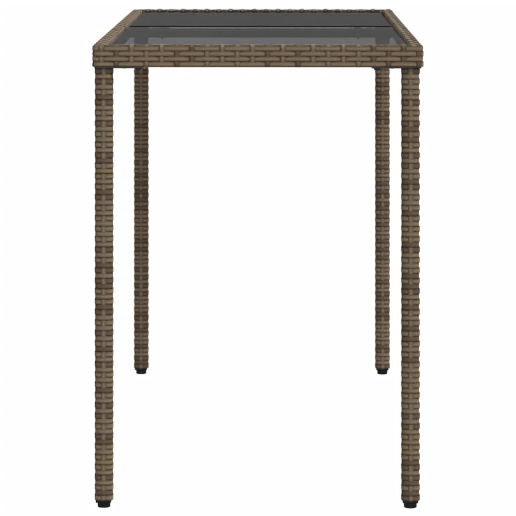 vidaXL Garden Table with Glass Top Grey 115x54x74 cm Poly Rattan