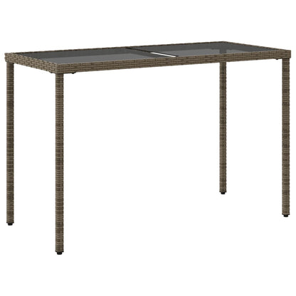 vidaXL Garden Table with Glass Top Grey 115x54x74 cm Poly Rattan