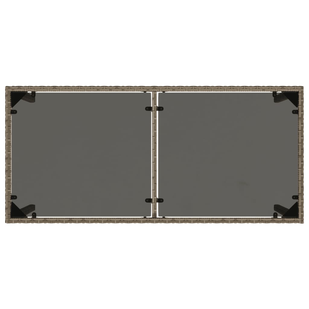 vidaXL Garden Table with Glass Top Grey 115x54x74 cm Poly Rattan