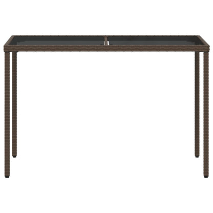 vidaXL Garden Table with Glass Top Brown 115x54x74 cm Poly Rattan