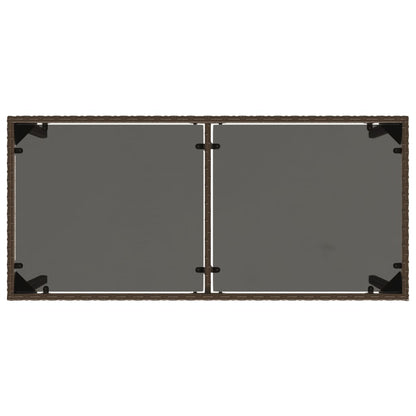 vidaXL Garden Table with Glass Top Brown 115x54x74 cm Poly Rattan