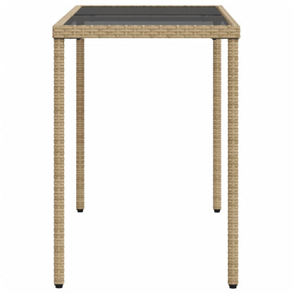 vidaXL Garden Table with Glass Top Beige 115x54x74 cm Poly Rattan