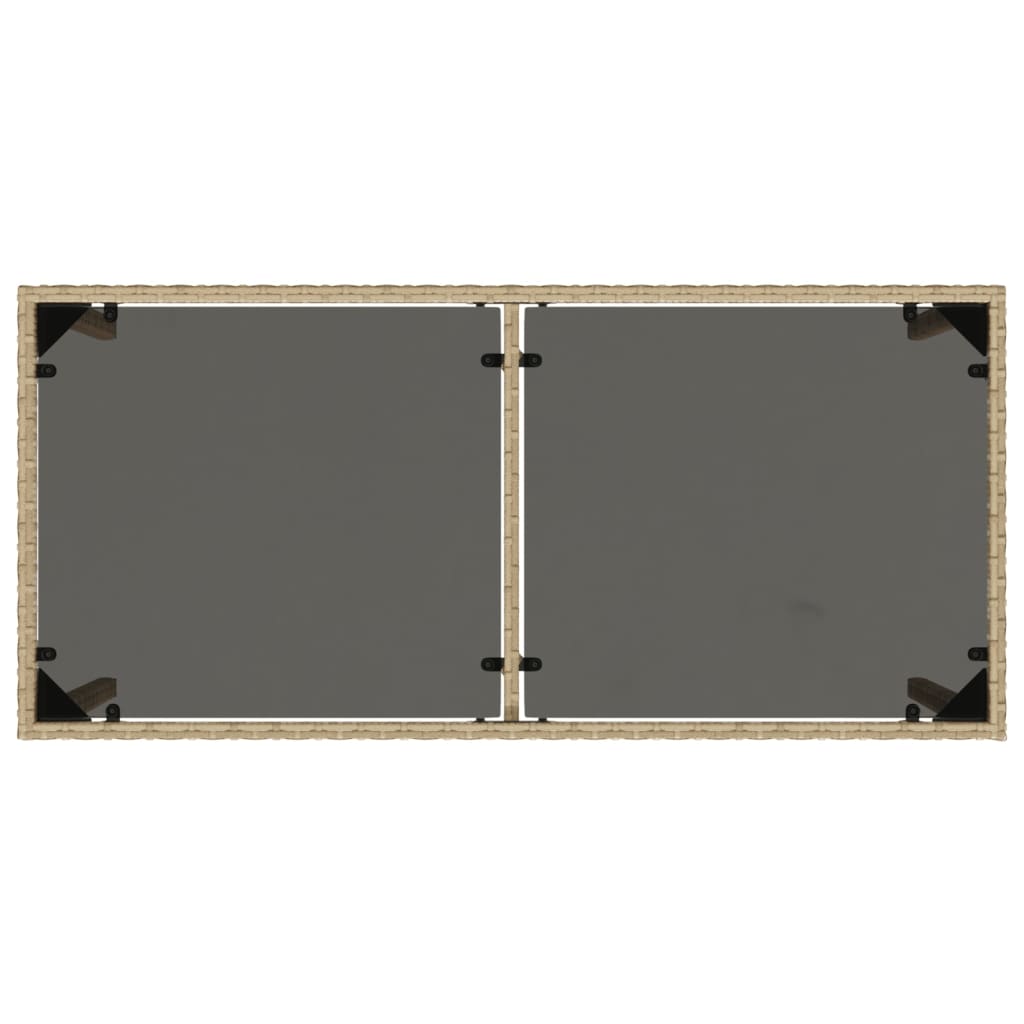 vidaXL Garden Table with Glass Top Beige 115x54x74 cm Poly Rattan
