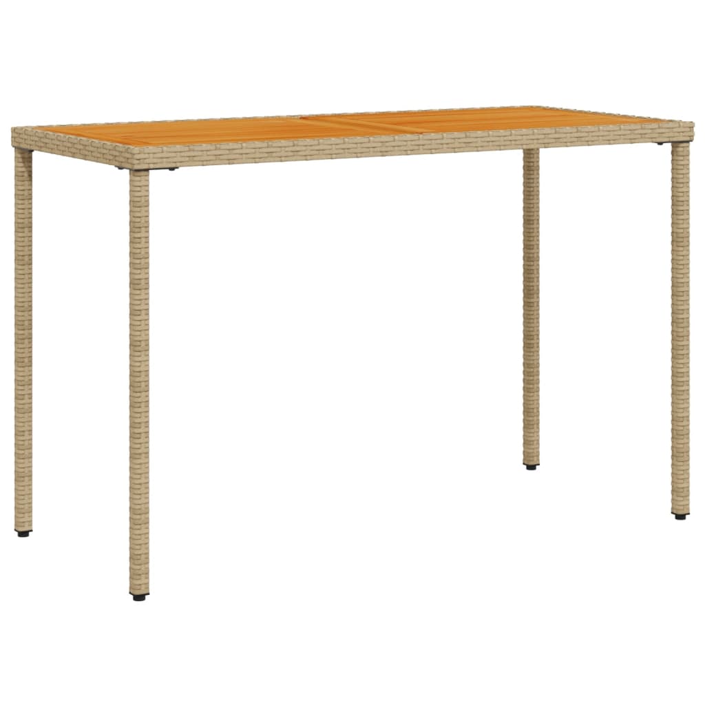 vidaXL Garden Table with Acacia Wood Top Beige 115x54x74 cm Poly Rattan
