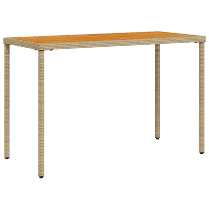 vidaXL Garden Table with Acacia Wood Top Beige 115x54x74 cm Poly Rattan