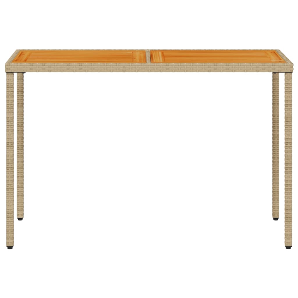 vidaXL Garden Table with Acacia Wood Top Beige 115x54x74 cm Poly Rattan