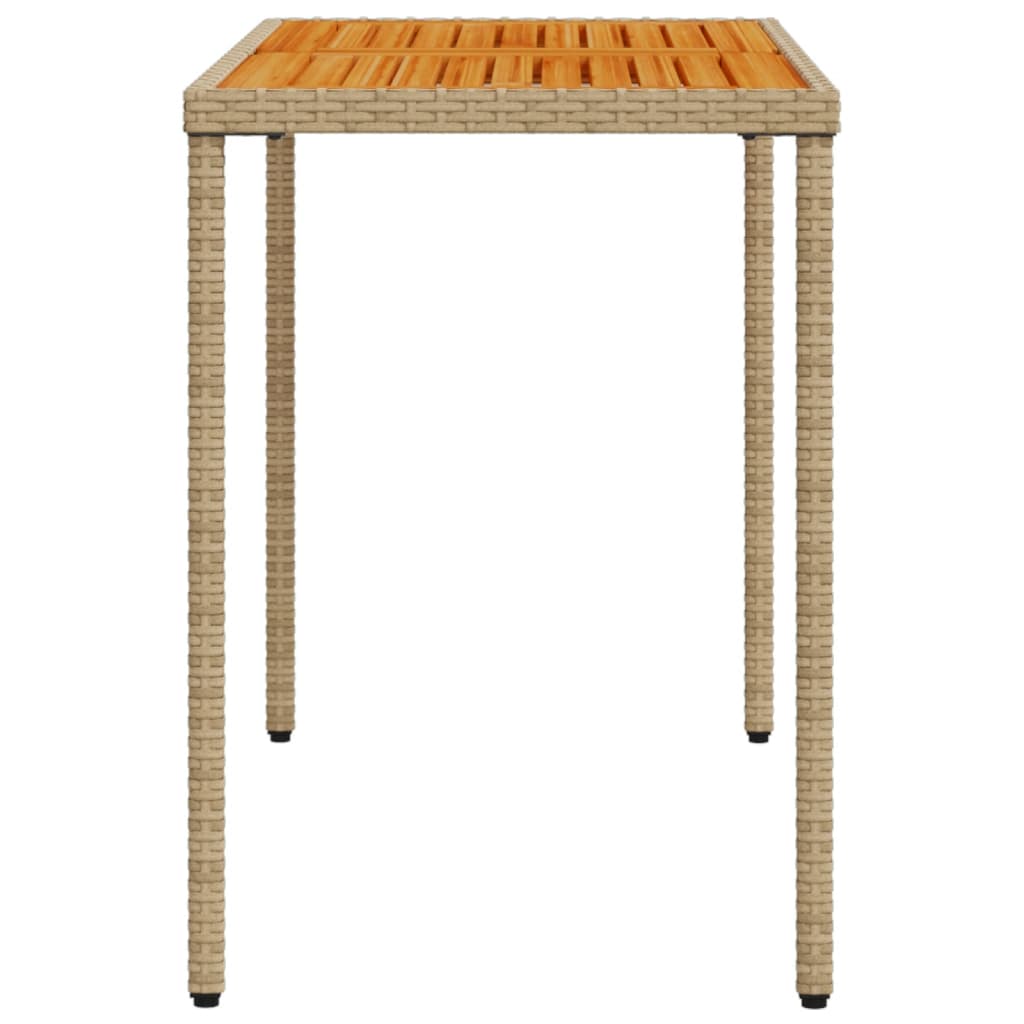 vidaXL Garden Table with Acacia Wood Top Beige 115x54x74 cm Poly Rattan