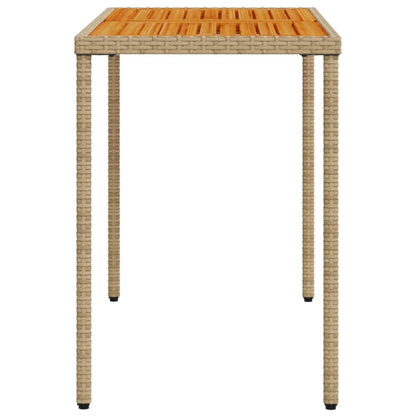 vidaXL Garden Table with Acacia Wood Top Beige 115x54x74 cm Poly Rattan