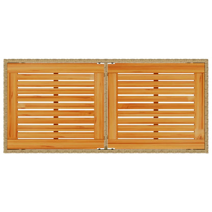 vidaXL Garden Table with Acacia Wood Top Beige 115x54x74 cm Poly Rattan
