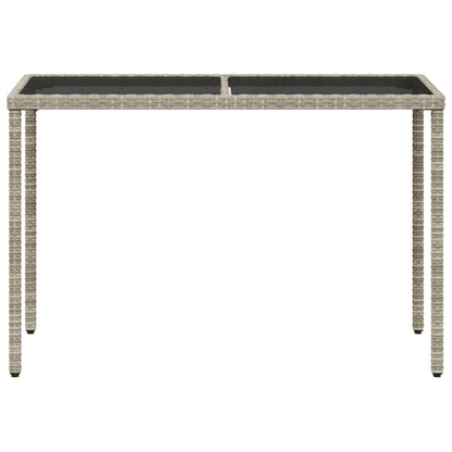 vidaXL Garden Table with Glass Top Light Grey 115x54x74 cm Poly Rattan