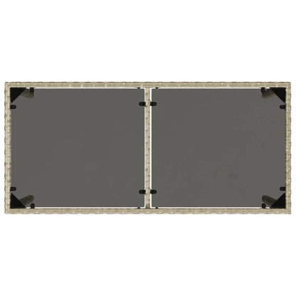 vidaXL Garden Table with Glass Top Light Grey 115x54x74 cm Poly Rattan
