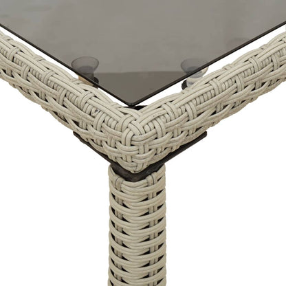 vidaXL Garden Table with Glass Top Light Grey 115x54x74 cm Poly Rattan