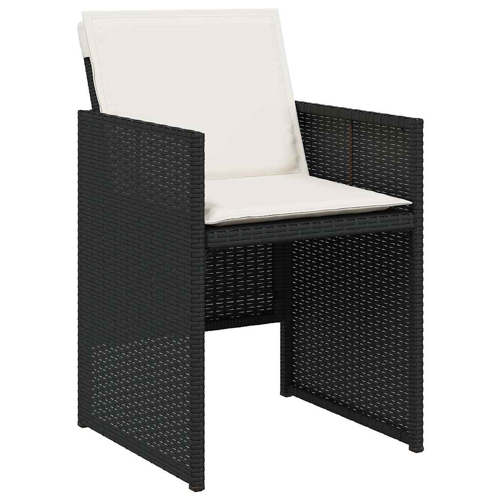 vidaXL 5 Piece Garden Dining Set with Cushions Black Poly Rattan
