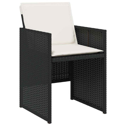 vidaXL 5 Piece Garden Dining Set with Cushions Black Poly Rattan