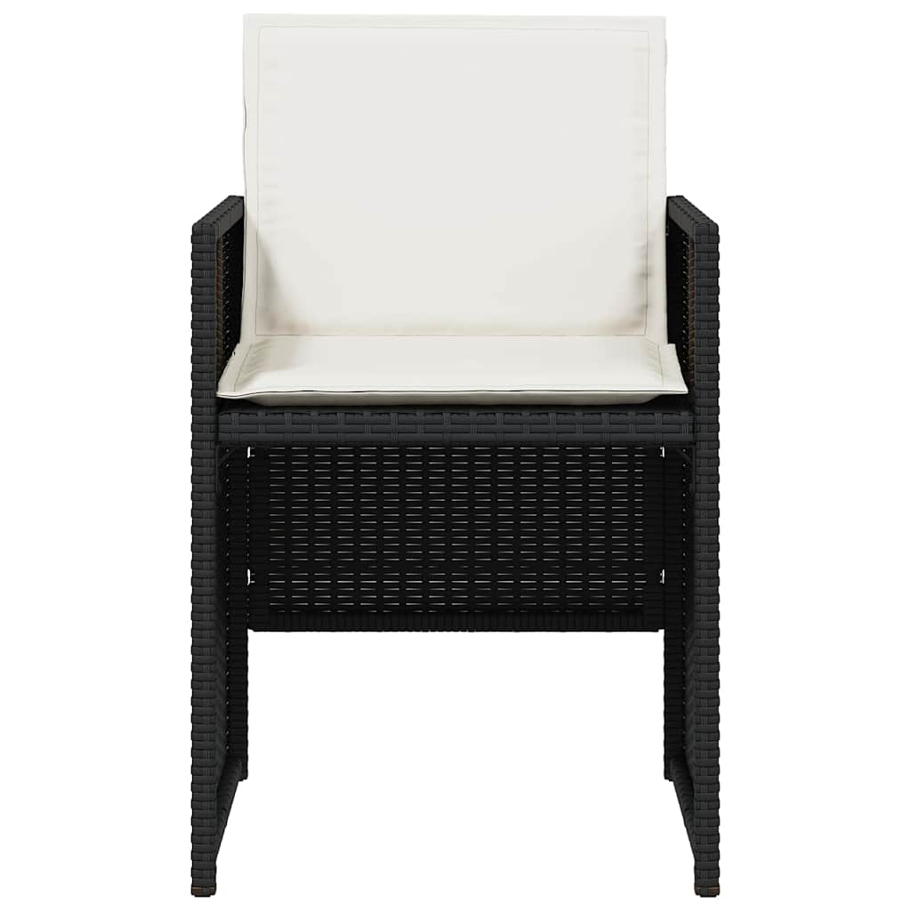 vidaXL 5 Piece Garden Dining Set with Cushions Black Poly Rattan